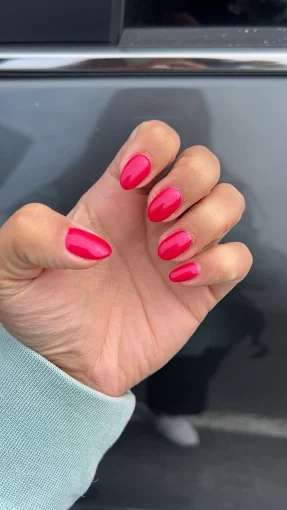 Hot pink gel manicure at L.A. Nails Traverse City